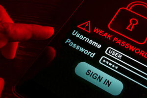 weak password credentials on a sign in screen
