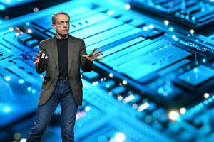 Intel CEO Pat Gelsinger speaks at the Intel Vision event in Phoenix on April 9, 2024.